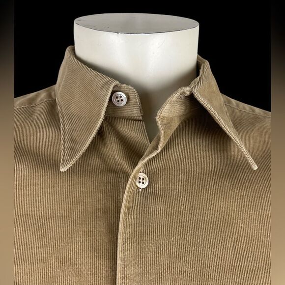 Barney’s New York Men’s Casual L/S Button Down Tan Superfine Corduroy Size Large - Picture 3 of 4